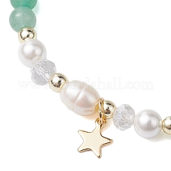 6mm Round Gemstone & Pearl Beaded Stretch Bracelets&nbsp;BJEW-JB10618
