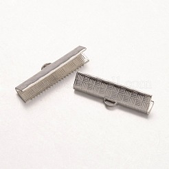 Tarnish Resistant 316 Surgical Stainless Steel Ribbon Crimp Ends&nbsp;STAS-K101-02-25mm