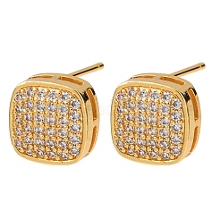 Brass Micro Pave Cubic Zirconia Stud Earrings&nbsp;EJEW-F418-01G-03