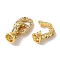 Oval Rack Plating Brass Micro Pave Clear Cubic Zirconia Fold Over Clasps&nbsp;KK-A225-09G