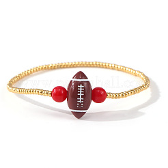 Glass Seed Bead & Rugby Bead Beaded Stretch Bracelets&nbsp;HT0331
