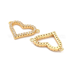 Brass Micro Pave Clear Cubic Zirconia Heart Frame Connector Charms&nbsp;KK-H515-11B-G