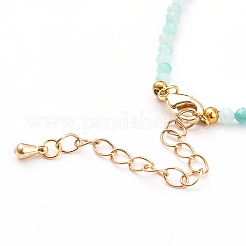 Faceted Natural Amazonite Beaded Bracelets for Women&nbsp;BJEW-JB05928-04