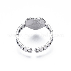 Non-Tarnish 304 Stainless Steel Heart with Word Love You Open Cuff Ring for Women&nbsp;LS-RJEW-S405-261P