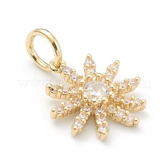 Brass Clear Cubic Zirconia Charms&nbsp;ZIRC-B010-15G