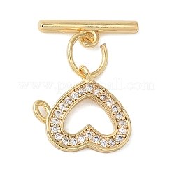 Brass Micro Pave Clear Cubic Zirconia Toggle Clasps&nbsp;KK-N254-69G