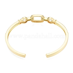 Cubic Zirconia Oval & Fish Open Cuff Bangle&nbsp;BJEW-G651-06G-03