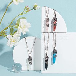 DIY 5Pcs Gemstone Pointed Pendant Making Kits&nbsp;DIY-NB0005-08