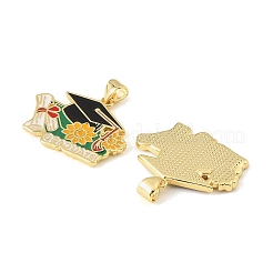 Graduation Season Brass Enamel Pendants&nbsp;KK-CBAF2EC-03G-C05