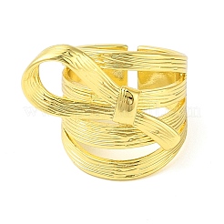 Bowknot Brass Multi-layer Open Cuff Rings for Women&nbsp;RJEW-P126-01G