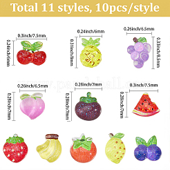 110Pcs 11 Styles Fruits Resin Cabochons&nbsp;MRMJ-SC0001-54