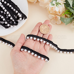 5 Yards Polyester Lace Ribbon with Round Plastic Pearl Beaded Edge&nbsp;OCOR-WR0001-69B