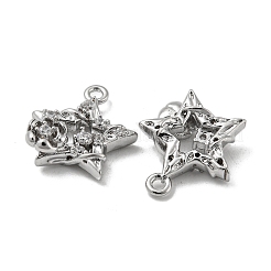 Brass Micro Pave Clear Cubic Zirconia Charms&nbsp;KK-H460-18P