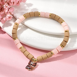 Polymer Clay Column Beaded Stretch Bracelets&nbsp;BJEW-JB09782-04