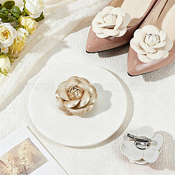 4Pcs 2 Styles Flower Imitation Leather Shoe Decoration&nbsp;AJEW-CL0005-01B