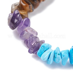 Natural & Synthetic Mixed Stone Chips Beads Stretch Bracelet&nbsp;BJEW-AL00003-20