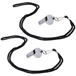 4Pcs 304 Stainless Steel Whistle Pendant Black Cord Necklaces&nbsp;NJEW-GF0001-25P