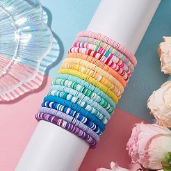 16Pcs 16 Colors Handmade Polymer Clay Beaded Stretch Bracelets Sets&nbsp;BJEW-JB10764
