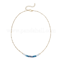 Dyed Natural Malaysia Jade Faceted Rondelle Beaded 304 Stainless Steel Satellite Chain Necklaces for Women&nbsp;NJEW-JN05783-03