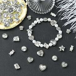 60Pcs 10 Styles Valentine's Day Theme Tibetan Style Alloy Beads&nbsp;TIBEB-CJ0001-38