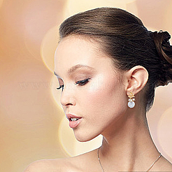 1 Pair Shell Pearl Dangle Stud Earrings&nbsp;EJEW-FI0002-22A