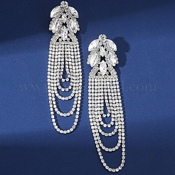 Exaggerated Leaf Tassel Brass Stud Earrings&nbsp;OH2518