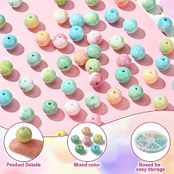 60Pcs 6 Colors Ombre Effect Dyed Crackle Glass Round Beads Strands&nbsp;GLAA-YW0003-60