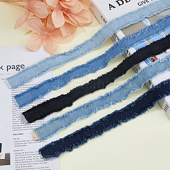 5Pcs 5 Colors Denim Fabric Ribbons&nbsp;DIY-FH0007-16