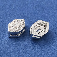 Brass Micro Pave Clear Cubic Zirconia Beads&nbsp;KK-G503-17S