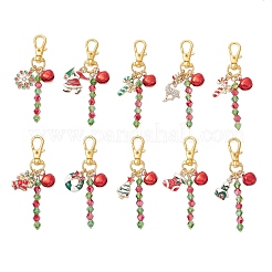 10Pcs 10 Styles Christmas Theme Alloy Enamel Pendant Decoration&nbsp;HJEW-JM03914
