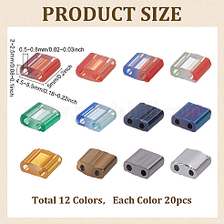 240Pcs 12 Colors 2-Hole Baking Paint Glass Seed Beads&nbsp;SEED-ME0001-10D