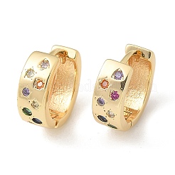 Brass Micro Pave Cubic Zirconia Hoop Earrings&nbsp;LS-EJEW-H152-01D-G