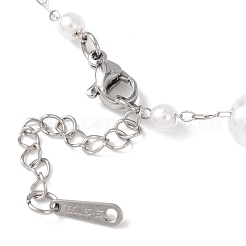 ABS Plastic Pearl Round Beads Link Bracelets&nbsp;BJEW-G774-05P