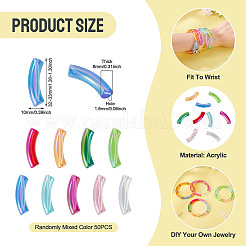 50Pcs UV Plating Transparent Rainbow Iridescent Acrylic Beads&nbsp;OACR-TA0004-19