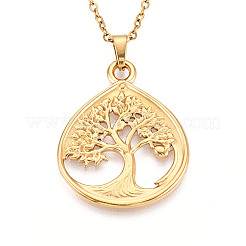 304 Stainless Steel Pendant Necklaces&nbsp;NJEW-T018-14G