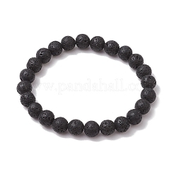Natural Lava Rock Round Beads Stretch Bracelets&nbsp;BJEW-JB11489