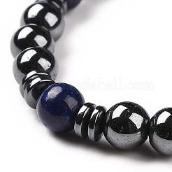 4Pcs Synthetic Hematite & Natural Black Agate(Dyed) & Lava Rock & Tiger Eye Beads Stretch Bracelets Set for Women Men&nbsp;BJEW-JB08938