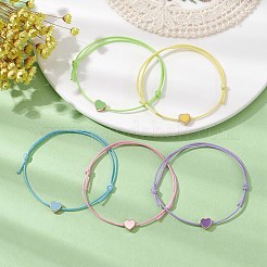 Alloy Enamel Heart Braided Bead Bracelet&nbsp;BJEW-JB09737-06