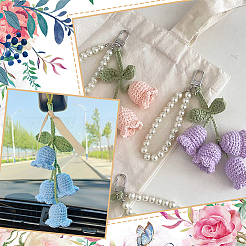 5Pcs 5 Colors Lily of the Valley Kintting Cotton Wool Pendant Decorations&nbsp;HJEW-FG0001-19