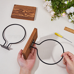 Wall Mounted Wood & Iron Basketball Rack&nbsp;AJEW-WH0248