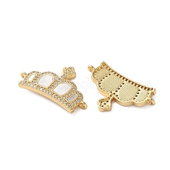 Brass Micro Pave Cubic Zirconia Crown Connector Charms&nbsp;KK-U070-05G