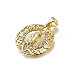 Brass Micro Pave Cubic Zirconia Pendants&nbsp;KK-C090-35G-06