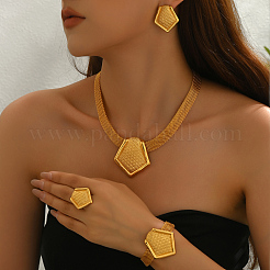Alloy Polygon Bracelets & Earrings & Necklaces & Rings Sets for Women&nbsp;IY7579