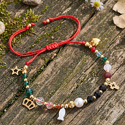 Chakra 304 Stainless Steel & Shell Charm Bracelets&nbsp;RE0634-1