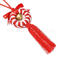 Handmade Macrame Cotton Christmas Wreath Pendant Decoration&nbsp;HJEW-JM02654