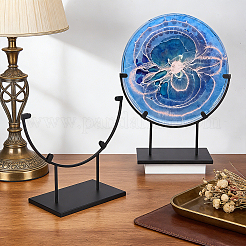 4Pcs Iron Desktop Display Stands with Rectangle Base for Round Picture&nbsp;ODIS-WH0038-344B
