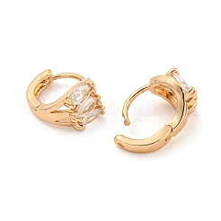 Brass Micro Pave Clear Cubic Zirconia Hoop Earrings&nbsp;EJEW-A107-02D-KCG