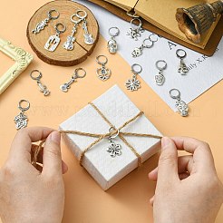 32Pcs 16 Style Alloy Pendant Locking Stitch Markers&nbsp;HJEW-CJ00044