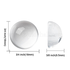 Transparent Half Round Glass Cabochons&nbsp;GGLA-R027-18mm