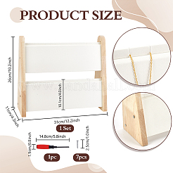 2-Layer Bamboo Slant Back Necklace Organizer Display Stands&nbsp;NDIS-WH0010-31